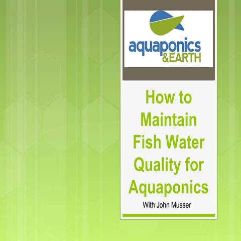 How to Maintain Fish Water Quality for Aquaponics by John Musser of Aquaponic...