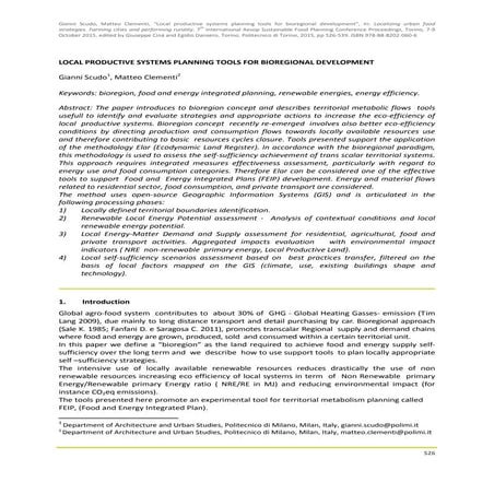 Local productive systems planning tools for bioregional development