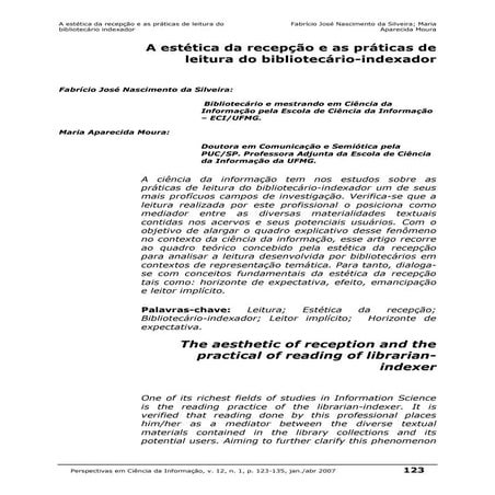 A estetica da recepção e as prátocas de leitura do bibliotecário
