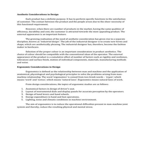 Aesthetic considerations in design