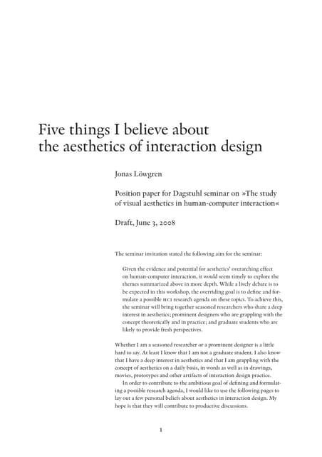 Aesthetics of ixd