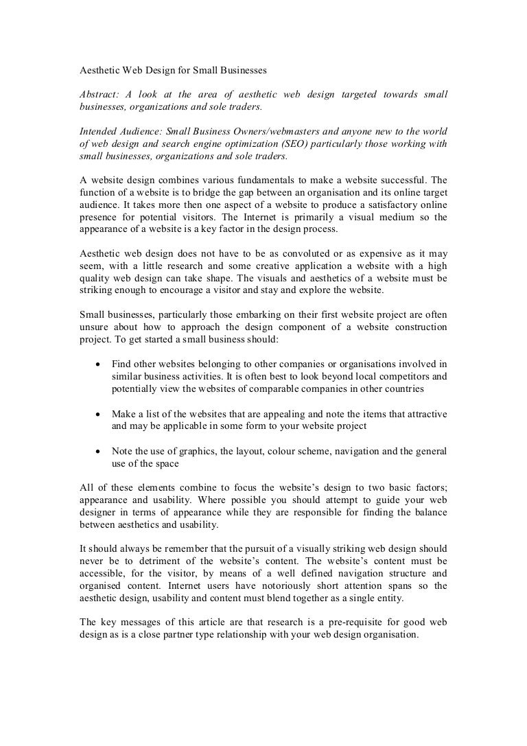 Aesthetic Web Design For Small Businesses