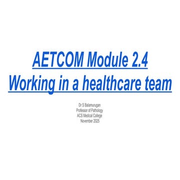 AETCOM Module 2.4: Working in a health care team
