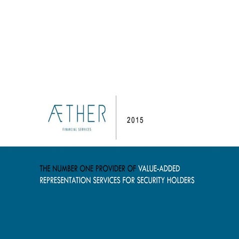 Aether financial services bondholder representative slide share