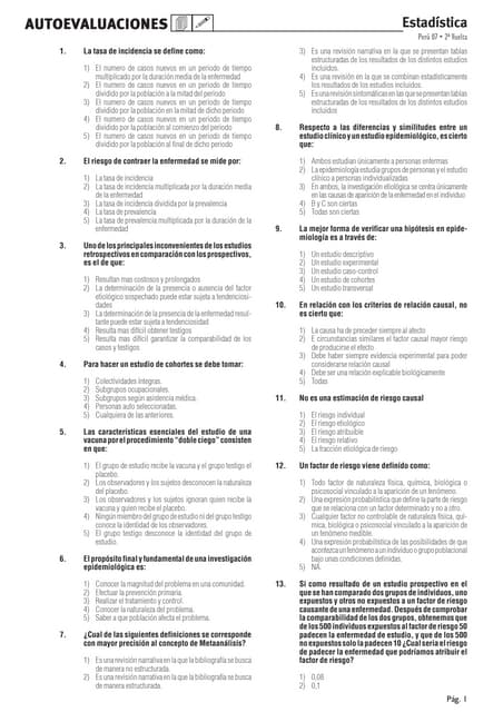 Autoevaluaciones Estadistica (Segunda vuelta)