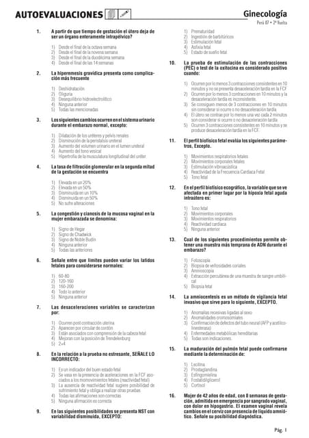 Autoevaluaciones Ginecologia (Segunda vuelta)