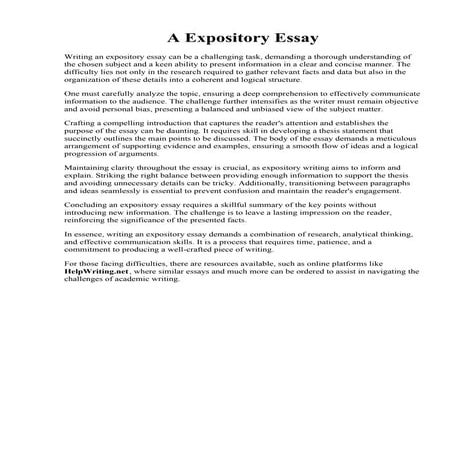 A Expository Essay. How To Write An Expository Essay  Total Assignment Help