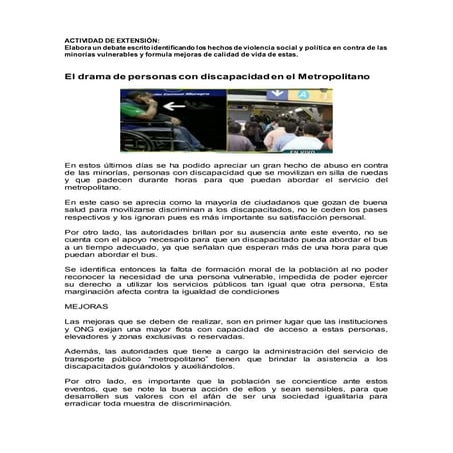 derechos humanos discapacitados sufren en metropolitano de lima