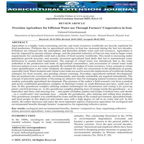 Precision Agriculture for Efficient Water use Through Farmers’ Cooperatives i...