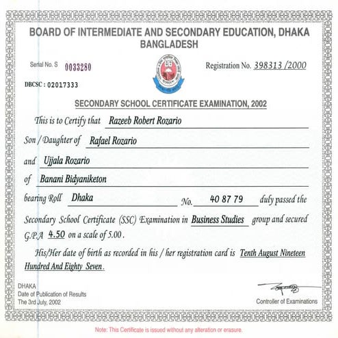 S.S.C. Certificate0001