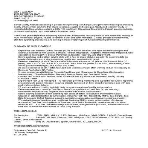 Lisa L Lazenby_QA Resume