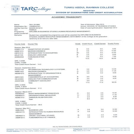Diploma Transcript | PDF