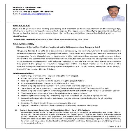 Document Controller - Resume