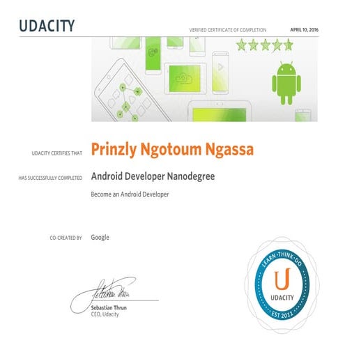 Android Apps Development Nanodegree Certificate | PDF