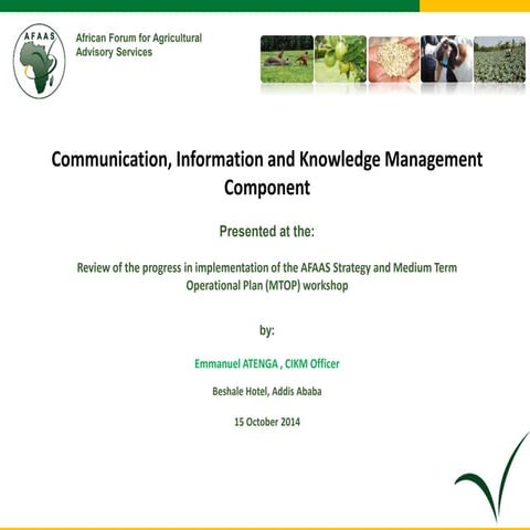 CIKM Presentation at the AFAAS Review Workshop Addis-Ababa 15 oct  2014 