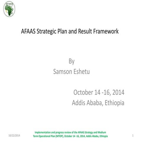 AFAAS Strategic Plan and Result Framework 