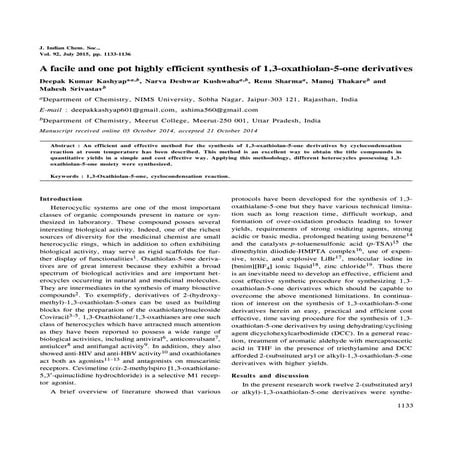 A facile and one pot highly efficient synthesis of 1,3-oxathiolan-5-one ...