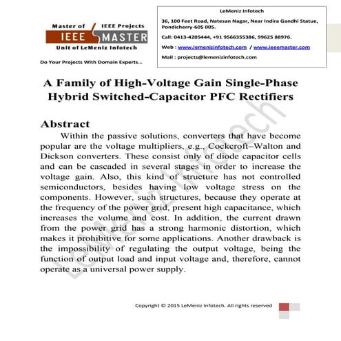 A family of high voltage gain single-phase hybrid switched-capacitor pfc rect...