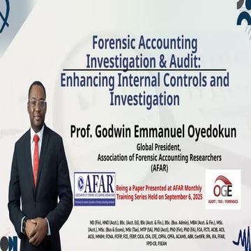 AFAR Forensic Accounting Investigation & Audit Enhancing Internal Controls an...