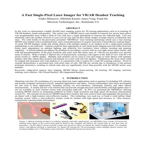 A Fast Single-Pixel Laser Imager for VR/AR Headset Tracking