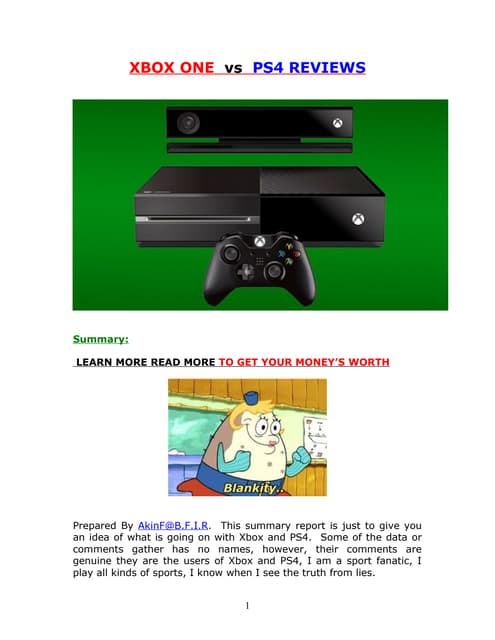 I Love SpongeBob XBox Vs PS4 Gammers