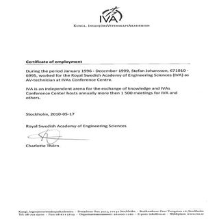 Intyg Stefan J