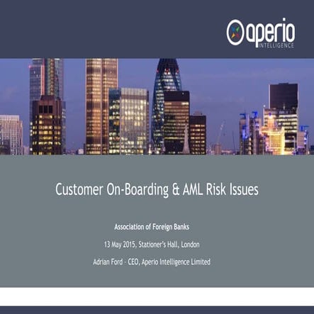 AFB conference customer on-boarding and AML risk issues