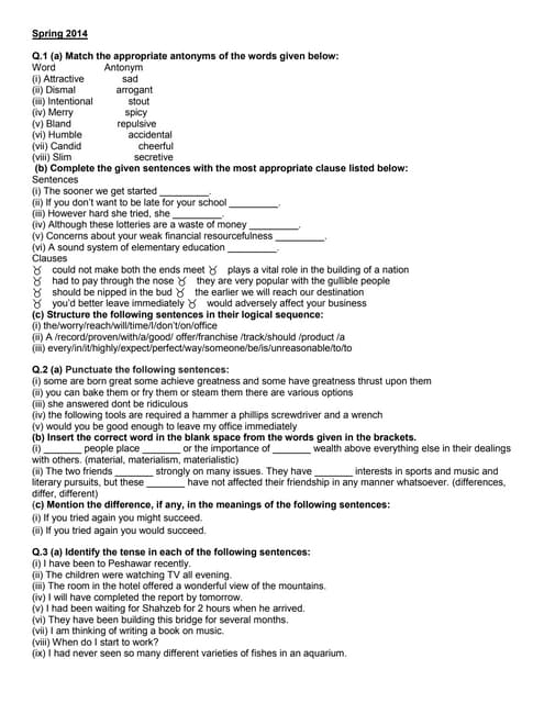 AFC-1 Functional English past paper objective type questions.