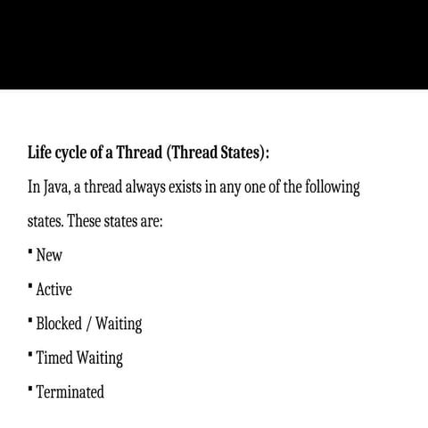 Life Cycle of a Thread java thread detai | PPT