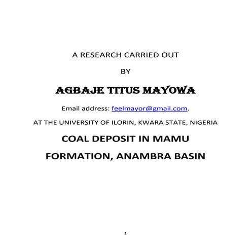 COAL DEPOSIT IN MAMU FORMATION...