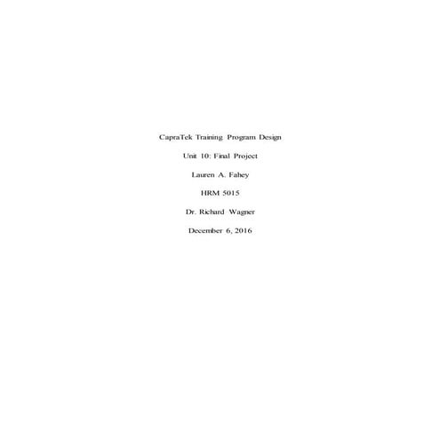 CapraTek Training Program Design | DOCX