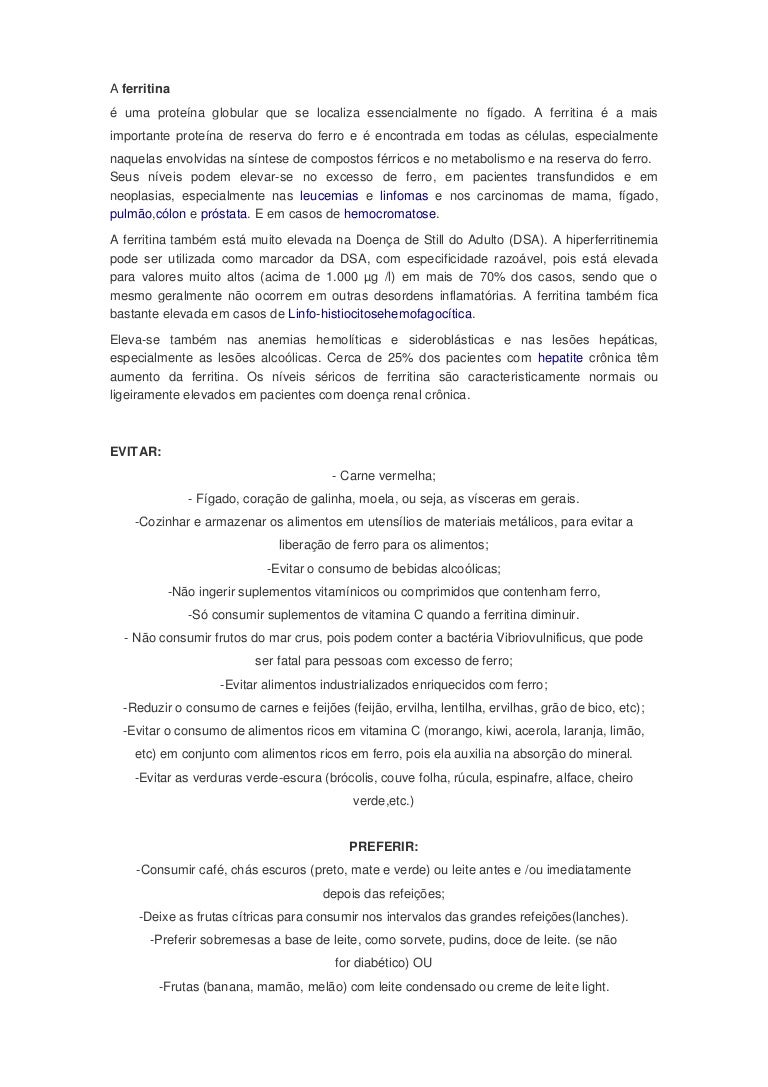 ferritina alta sinais e sintomas de diabetes