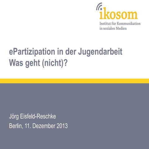 Social Media und ePartizipation in der Jugendarbeit
