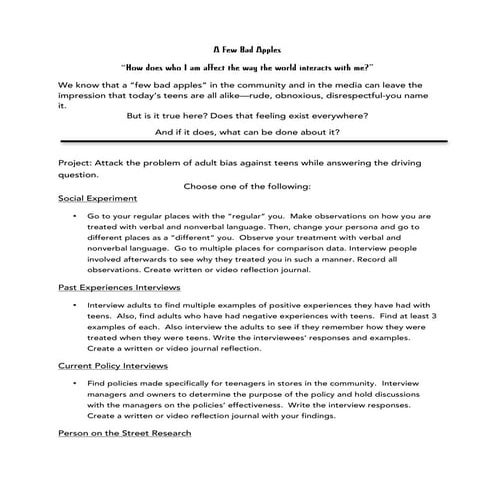 A few bad apples project explanation