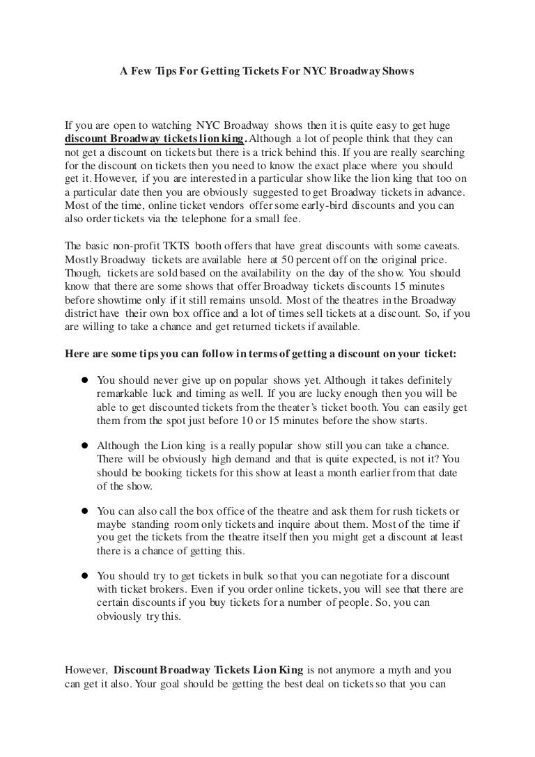 A Few Tips For Getting Tickets For NYC Broadway Shows