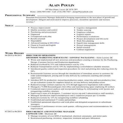 Alain Poulin Resume 1 (1) | PDF | Business Administration | Business
