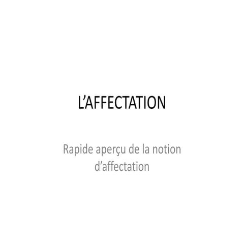 Affectation | PPTX