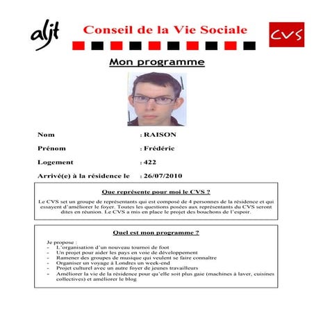 Affiche candidat raison
