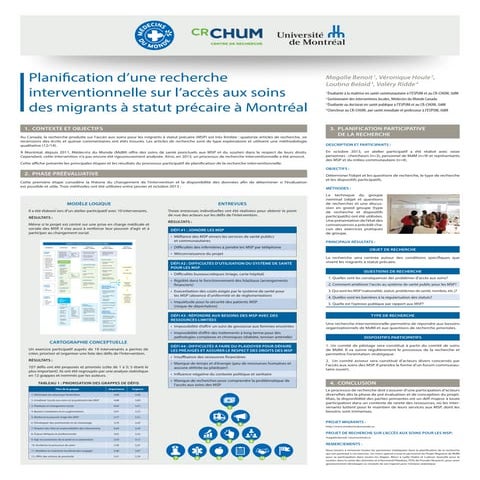 Planification d’une recherche interventionnelle sur l’accès aux soins des mig...