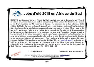 Premier extrait des offres de jobs d'été à l'étranger 2018