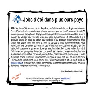 Affichettes offres d'emploi pour l'...