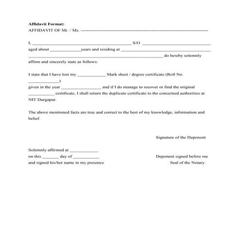 Affidavit format