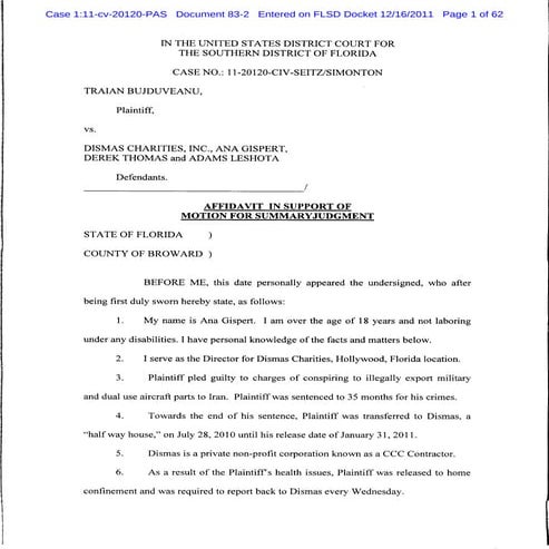 Affidavit in support of motion for summaryjudgment | PDF