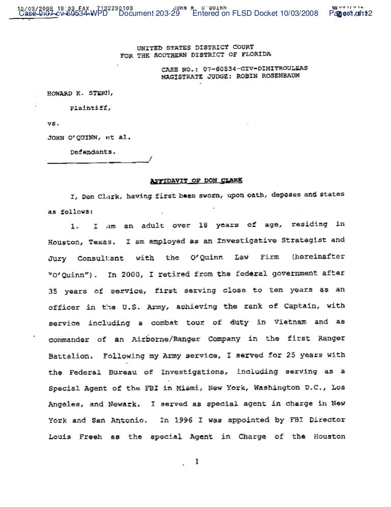 Florida Affidavit Of Don Clark.Exhibit D