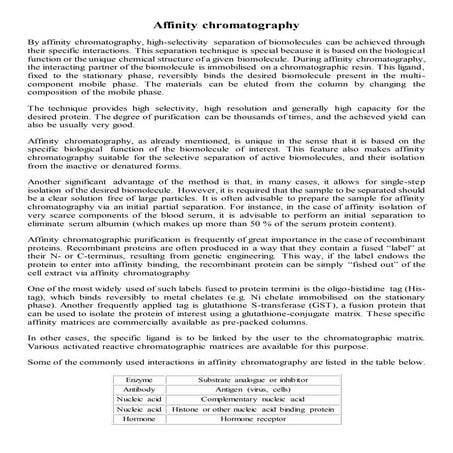 Introduction to Affinity Chromatography