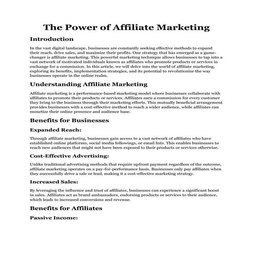 The Power of AFFiliate Marketing | PDF