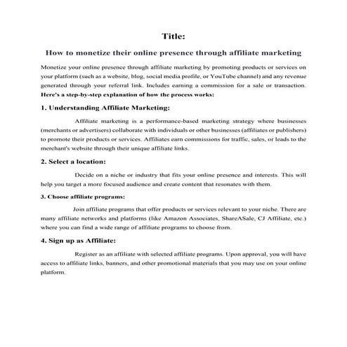 Affiliate Marketing Pdf