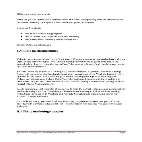 Affiliate marketing training dvds