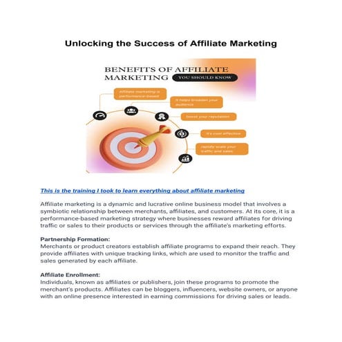 Unlocking the Success of Affiliate Marketing | PDF