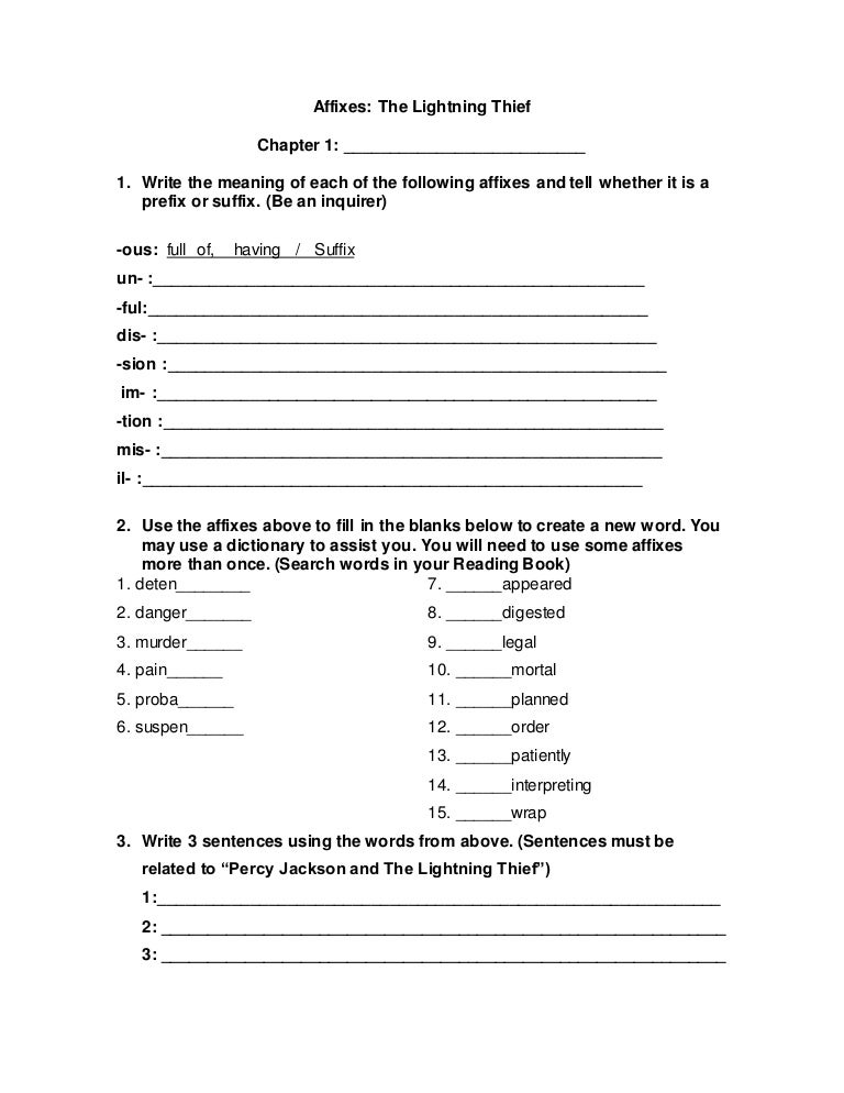 affixes chapter 1 6th grade